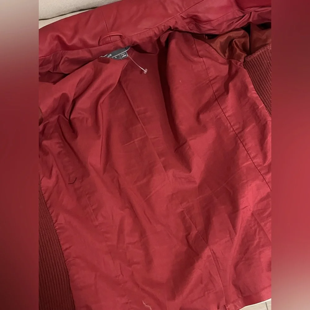 NWOT 🔥Vince Leather Moto Jacket Red X LARGE Womens Zip Up Layered - Picture 8 of 10